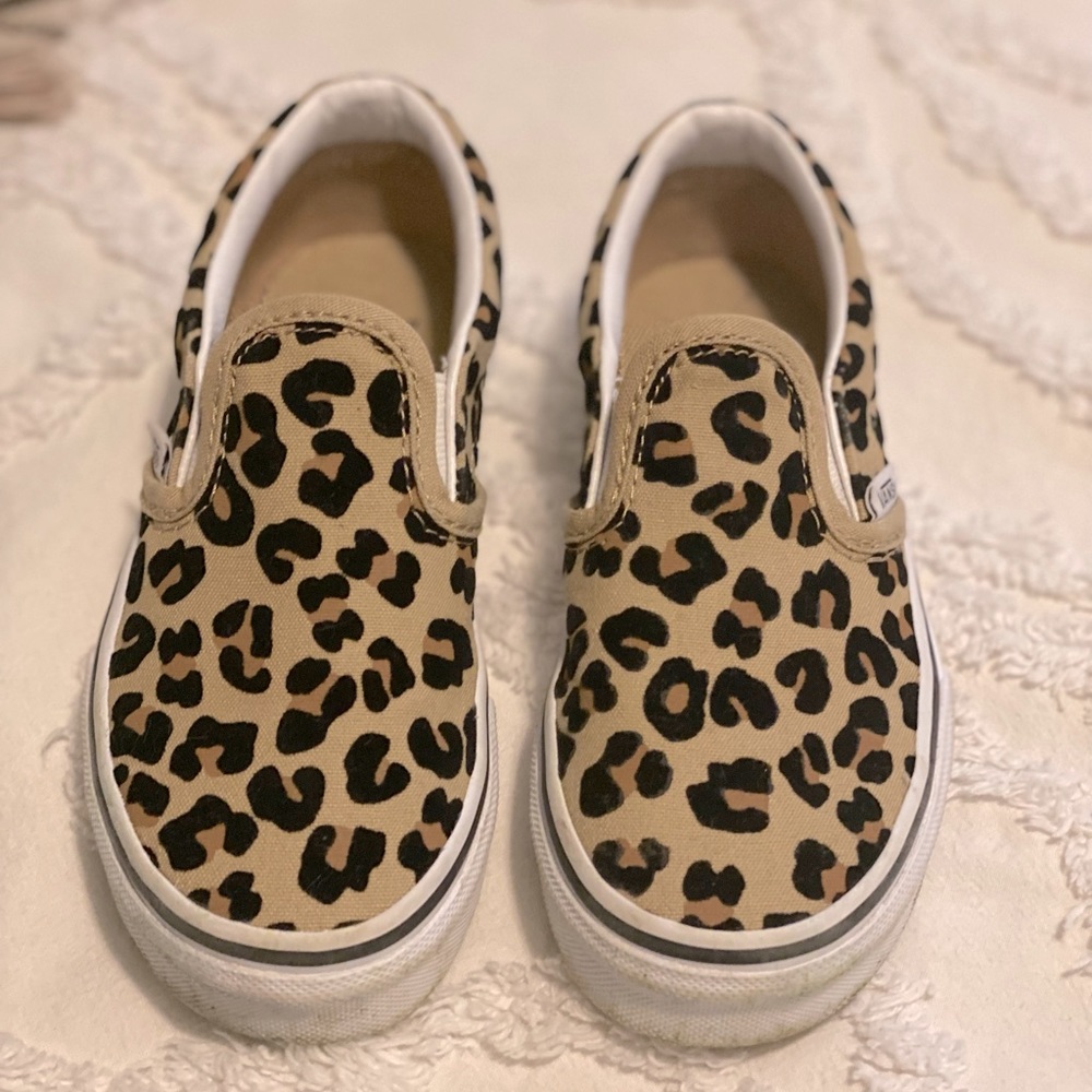 Kids Vans leopard slip-on shoes